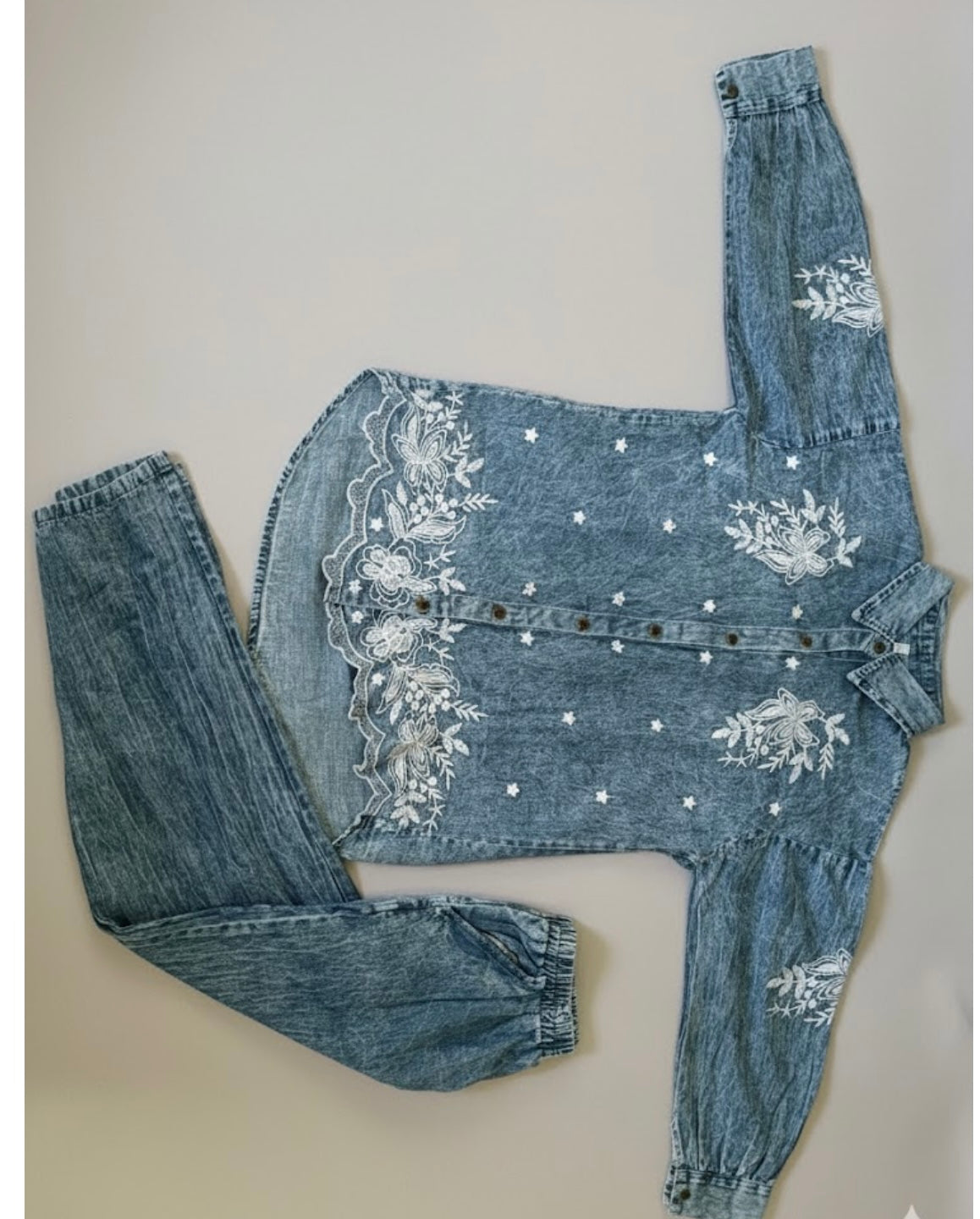 Denim Embroidered Co-Ord Set