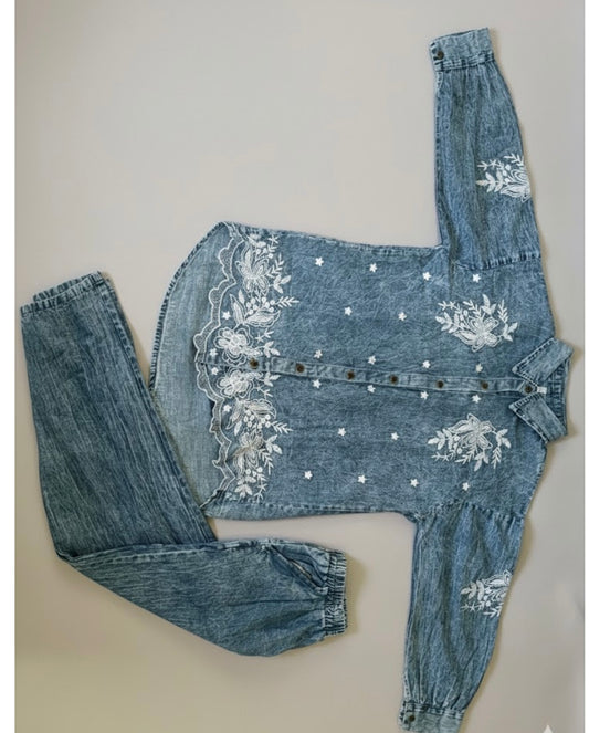 Denim Embroidered Co-Ord Set